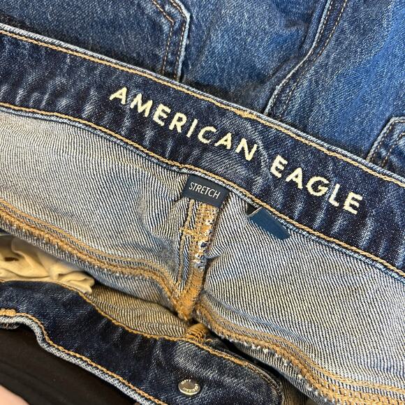 American Eagle Stretch High-Waisted Ankle Straight Leg Jean Women's 12 Dark Wash - Picture 4 of 6